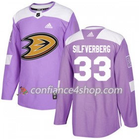 Adidas Maillot de Hockey Anaheim Ducks Jakob Silfverberg 33 2017-2018 Violet Fights Cancer Practice Authentic - Homme